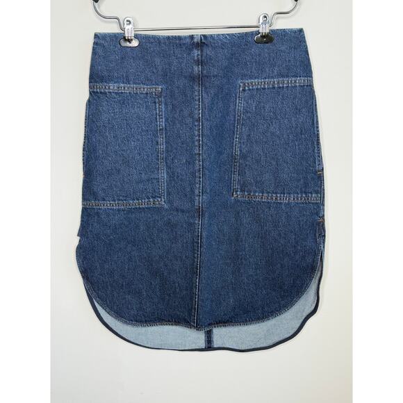 Toteme High Waisted Curved Hem Denim Pencil Midi Skirt Blue Women's Size 40 - Picture 2 of 10